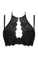 Axami Wishful high-neck push-up bra in unique golden-black lace with an original cut.