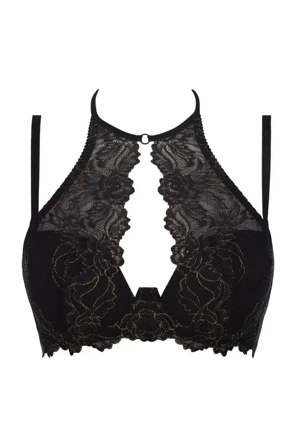 Axami Wishful high-neck push-up bra in unique golden-black lace with an original cut.