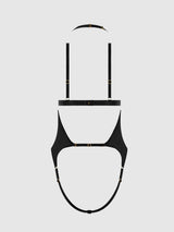 Yasmine Shine Mesh Open Cup Backless Teddy & Bra Set