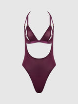 Yasmine Shine Mesh Open Cup Backless Teddy & Bra Set