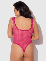House of Desire Yvone Lace Underwire & Seamed Bodysuit Purple Fuchsia