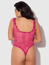 House of Desire Queen Yvone Lace Underwire & Seamed Bodysuit Purple Fuchsia