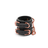 Bondage Couture Wrist Cuffs - Rose Gold/Black