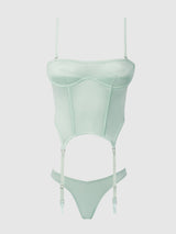 Zoe Oil Slick Bustier & Panty Set Aqua