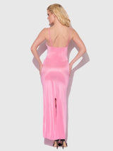 House of Desire Zoe Oil Slick Maxi Gown Bubblegum Pink