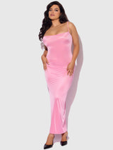 House of Desire Zoe Oil Slick Maxi Gown Bubblegum Pink