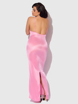 House of Desire Zoe Oil Slick Maxi Gown Bubblegum Pink