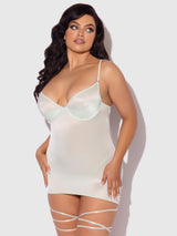 House of Desire Zoe Oil Slick Wrap Garter Chemise Set Aqua