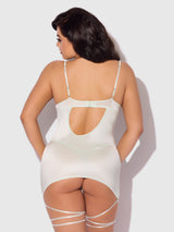 House of Desire Zoe Oil Slick Wrap Garter Chemise Set Aqua