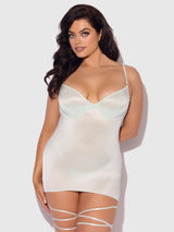 House of Desire Zoe Oil Slick Wrap Garter Chemise Set Aqua