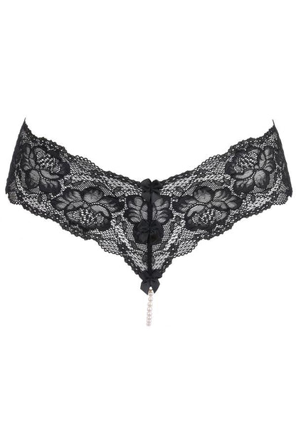 Axami 9728 Luxury Black Lace Pearl Thong