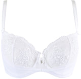 Axami 10211 Sheer Balconette Bra White See Through Embroidery Tulle Cups