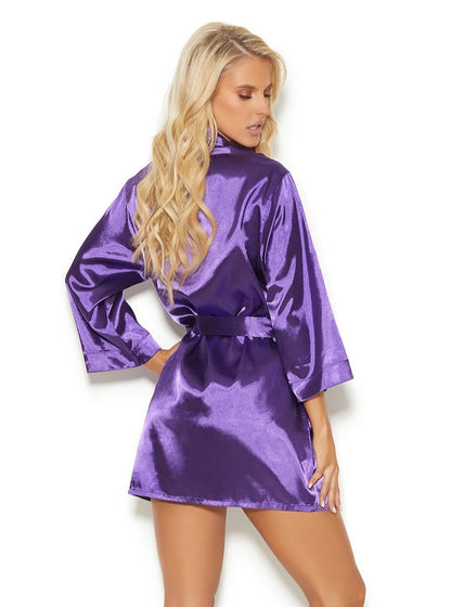 Elegant Moments Charmeuse Satin Kimono Robe With 3/4 Sleeves