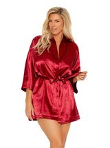 Elegant Moments Sleepwear Charmeuse Satin Kimono Robe 3/4 Sleeves