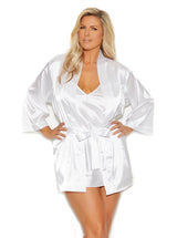Elegant Moments Sleepwear Charmeuse Satin Kimono Robe 3/4 Sleeves