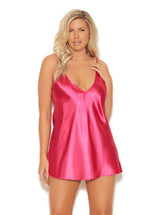 Elegant Moments Sleepwear Nightgown Plus Charmeuse Chemise With Deep V Front