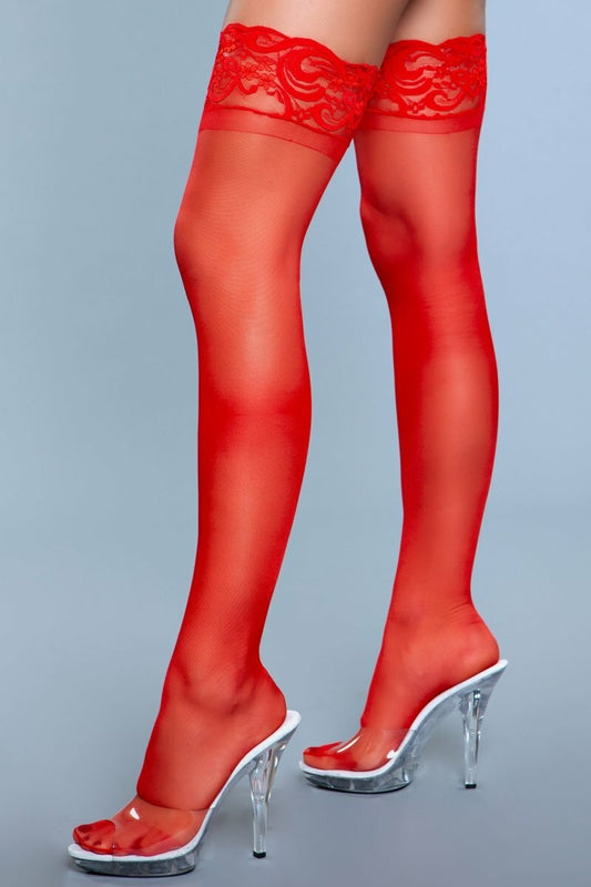 BeWicked Lace Over It Thigh Highs Red