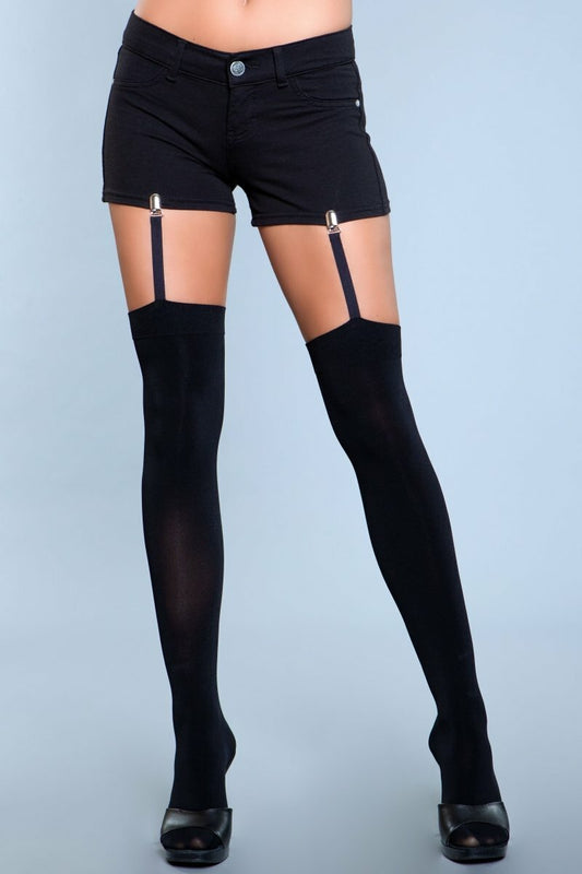 BeWicked Hanging On Clip Garter Thigh Highs Black