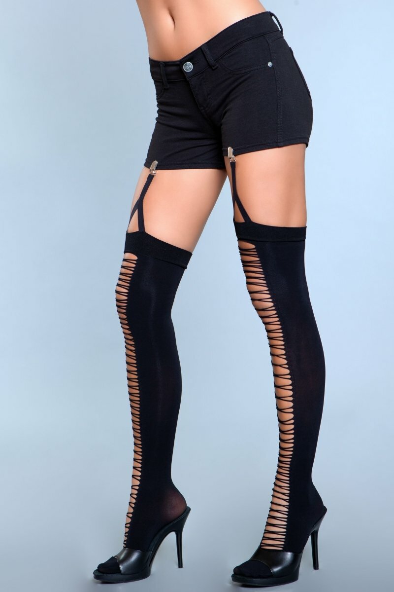BeWicked Illusion Clip Garter Thigh Highs Black