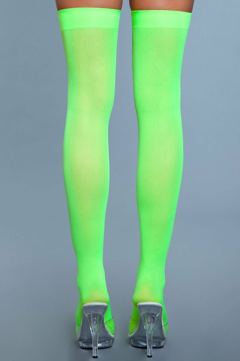 BeWicked Opaque Nylon Thigh Highs Neon Green