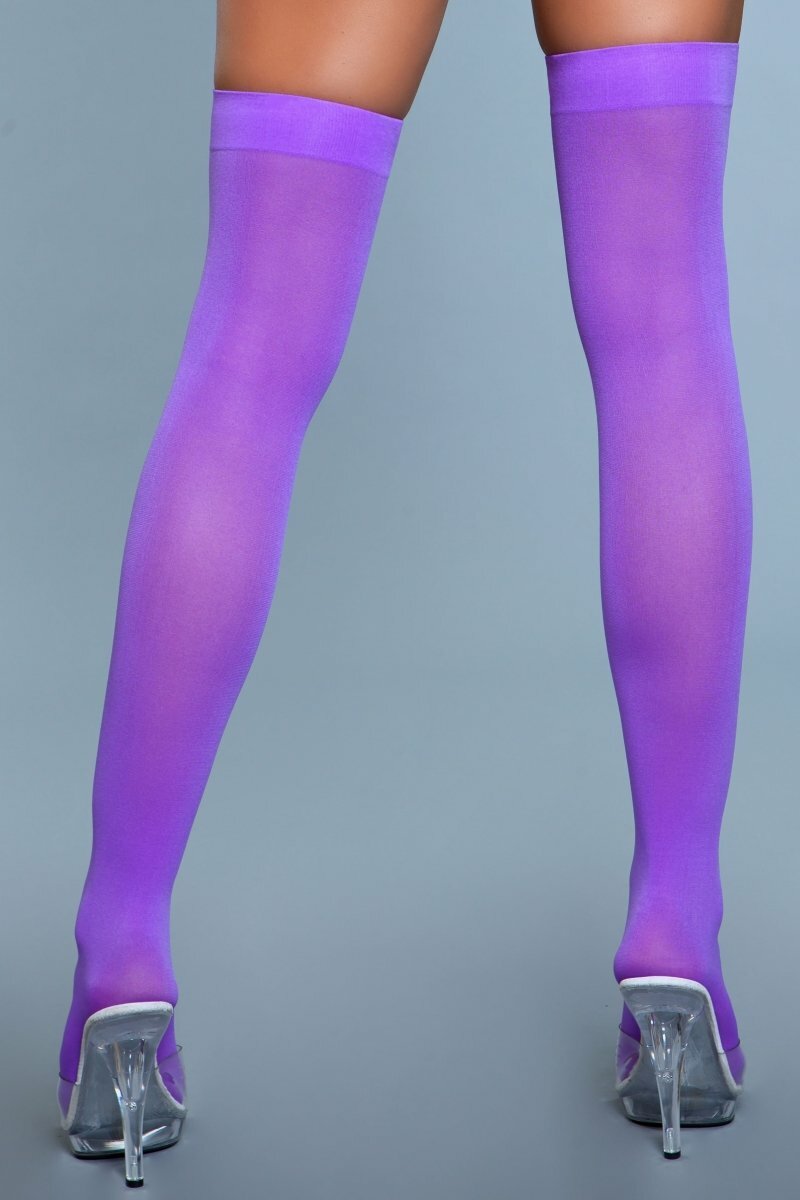 BeWicked Opaque Nylon Thigh Highs Purple