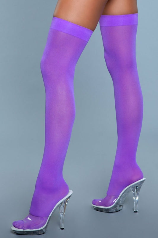 BeWicked Opaque Nylon Thigh Highs Purple