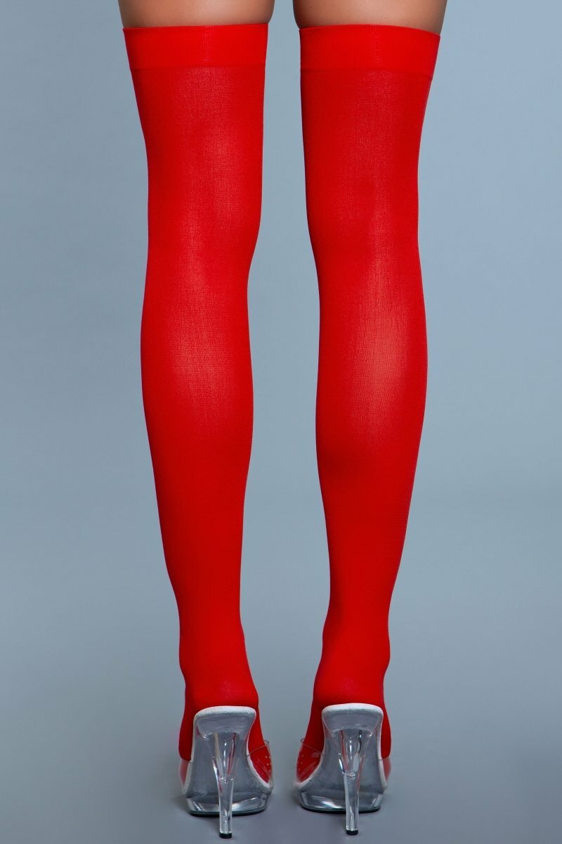 BeWicked Opaque Nylon Thigh Highs Red
