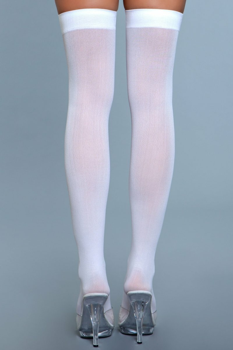 BeWicked Opaque Nylon Thigh Highs White