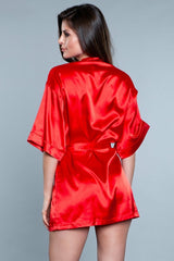 BeWicked Satin Getting Ready Robe Red