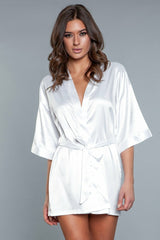 BeWicked Satin Getting Ready Robe White