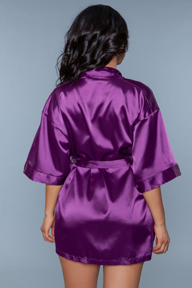 BeWicked Satin Getting Ready Robe Burgundy