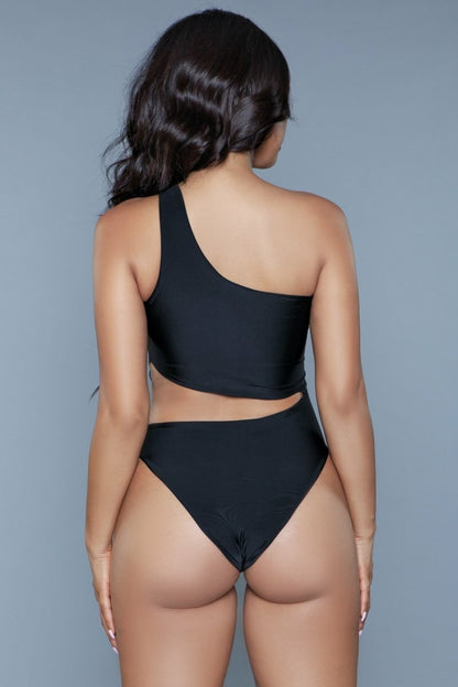 BeWicked Quinn One Shoulder Swimsuit One Piece Black