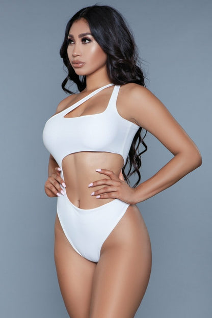 BeWicked Quinn One Shoulder Swimsuit One Piece White