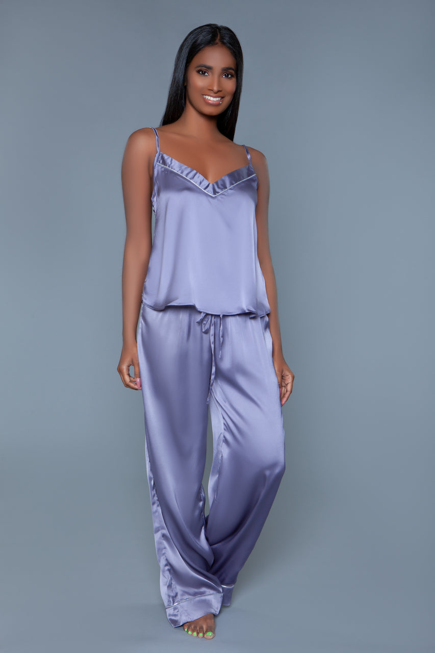 BeWicked Madison PJ Set Lilac Purple Satin Pajamas