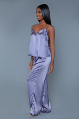 BeWicked Madison PJ Set Lilac Purple Satin Pajamas