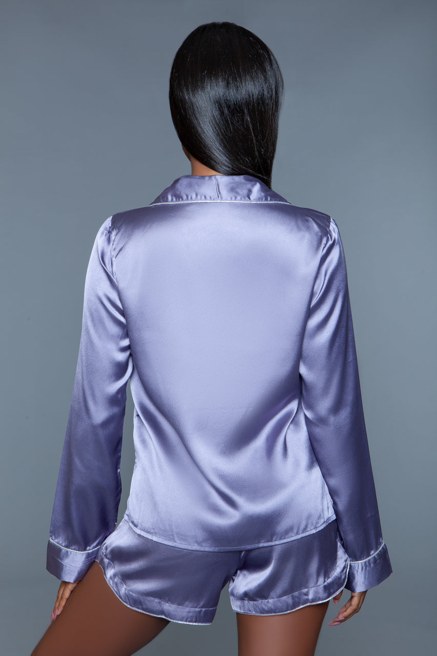 BeWicked Liz PJ Pajama Set Lilac Purple Satin