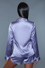 BeWicked Liz PJ Pajama Set Lilac Purple Satin