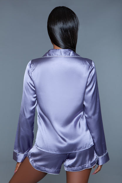BeWicked Liz PJ Pajama Set Lilac Purple Satin