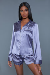 BeWicked Liz PJ Pajama Set Lilac Purple Satin