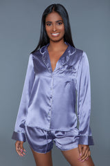 BeWicked Liz PJ Pajama Set Lilac Purple Satin