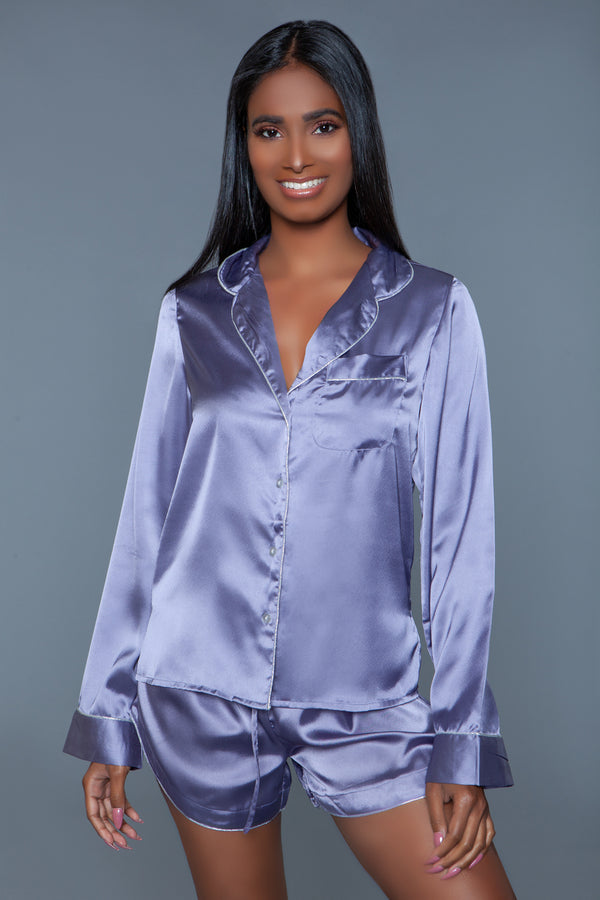 BeWicked Liz PJ Pajama Set Lilac Purple Satin