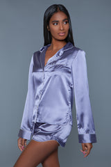 BeWicked Liz PJ Pajama Set Lilac Purple Satin