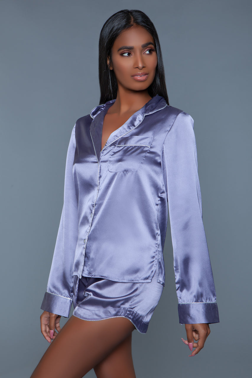 BeWicked Liz PJ Pajama Set Lilac Purple Satin