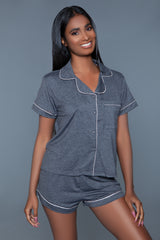 BeWicked Riley PJ Pajama Set Grey Jersey