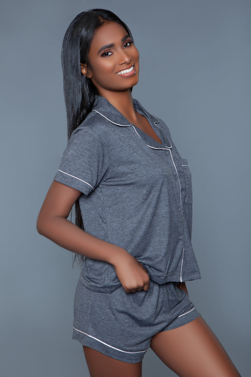 BeWicked Riley PJ Pajama Set Grey Jersey