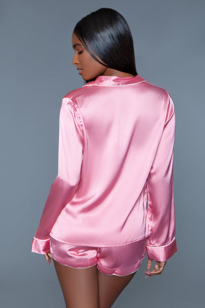 BeWicked Sadie PJ Pajama Set Pink Satin