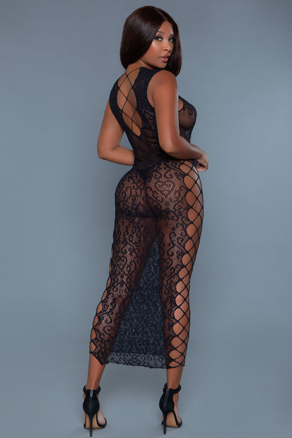 BeWicked Fallen For You Dress Bodystocking Black