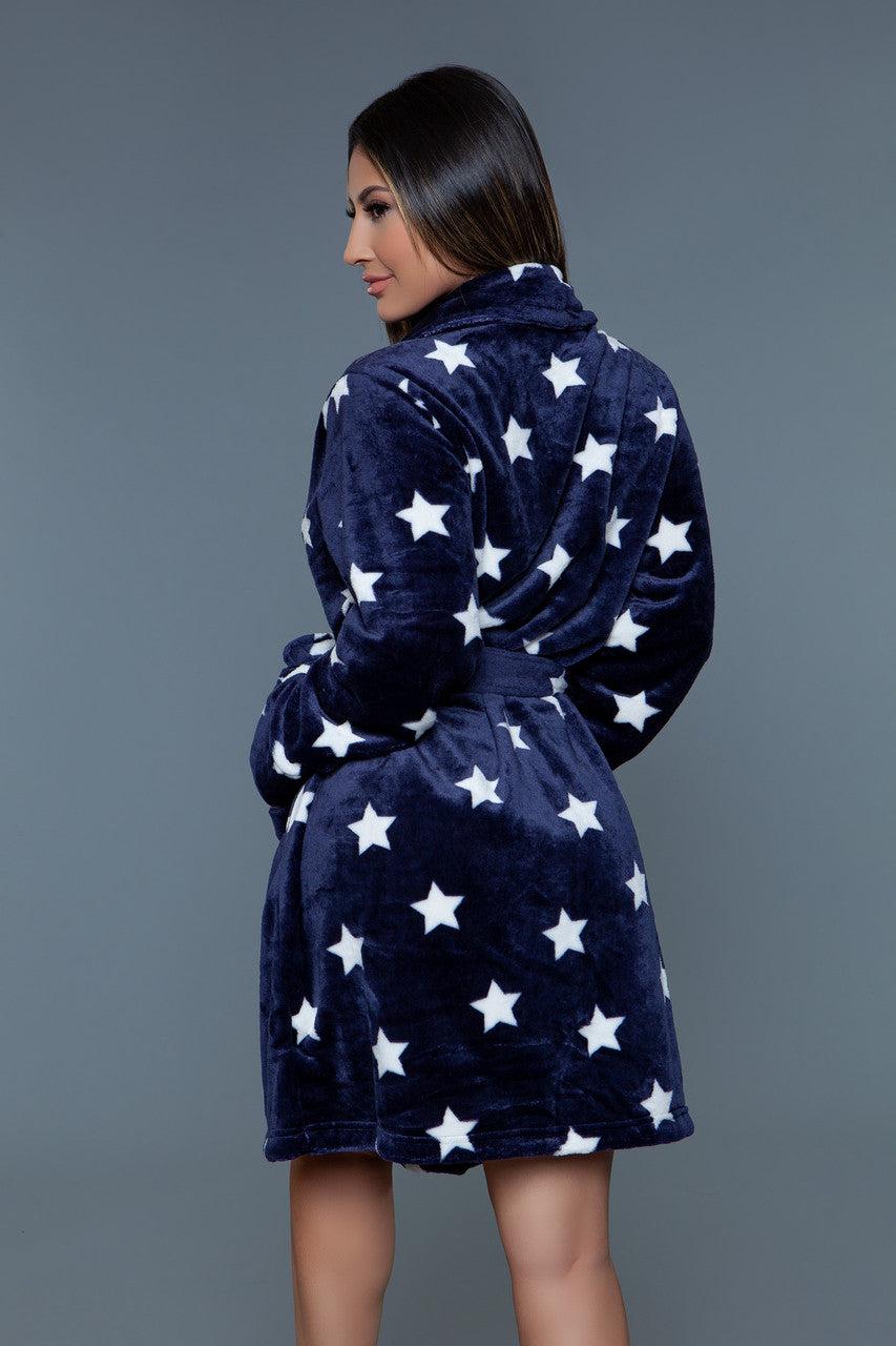 BeWicked Kaylee Plush Robe Navy White