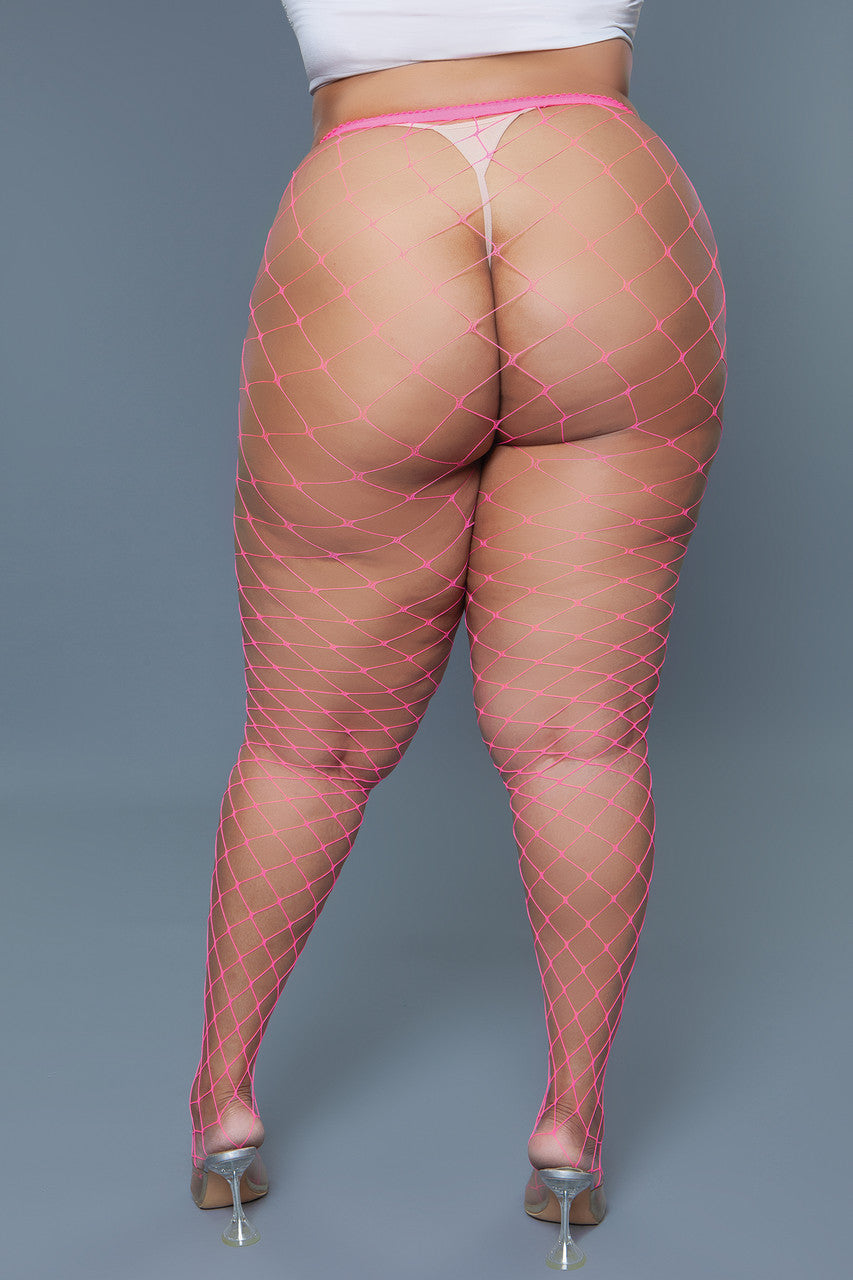 BeWicked Oversized Fishnet Pantyhose Hot Pink