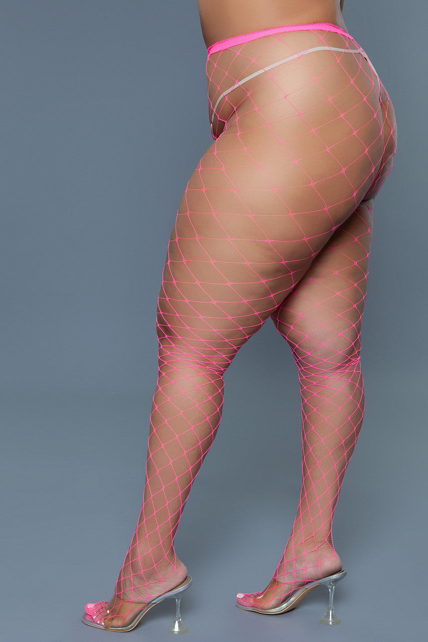BeWicked Oversized Fishnet Pantyhose Hot Pink